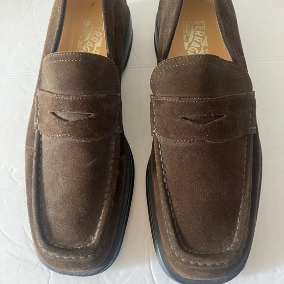 $895 MENS NEW SALVATORE FERRAGAMO SUEDE LOAFER MOCCASIN SIZE 8 US - Picture 2 of 7